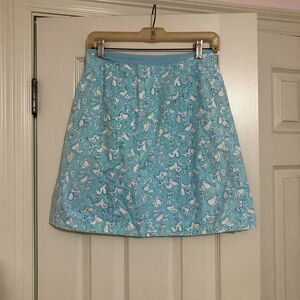 Lilly Pulitzer Vintage Ol‎ Salty Seagull Print Preppy Skirt Sz 6 Blue Whi…